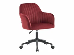 Vente-unique Colección Rouge Passion|Silla De Escritorio|Silla de oficina terciopelo burdeos y negro altura regulable - ELEANA