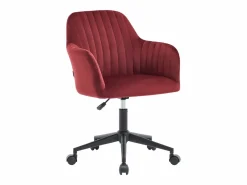 Vente-unique Colección Rouge Passion|Silla De Escritorio|Silla de oficina terciopelo burdeos y negro altura regulable - ELEANA