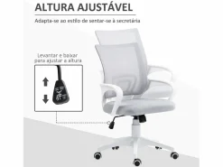 Homcom Silla de oficina Waco basculante con reposabrazos + ruedas 89-109x57x55 cm Gris Sale