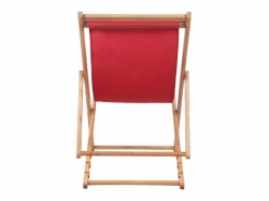 Silla de playa plegable de tela y estructura de madera roja ES78892^ Sale