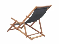 Silla de playa plegable de tela y estructura de madera ES48895 Gris Sale