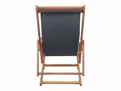 Silla de playa plegable de tela y estructura de madera ES48895 Gris Sale