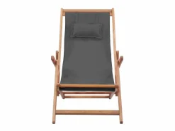Silla de playa plegable de tela y estructura de madera ES48895 Gris Sale