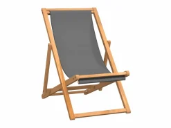 Silla de playa plegable madera maciza de teca ES49485 Gris Best