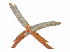 Clicnbuy Silla de ratán kubu natural y madera maciza de caoba Marru00f3n