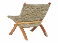 Clicnbuy Silla de ratán kubu natural y madera maciza de caoba Marru00f3n