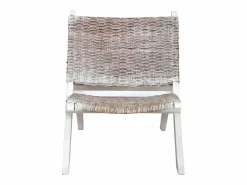 Clicnbuy Sillón De Mimbre|Silla de ratán kubu natural y madera maciza de caoba