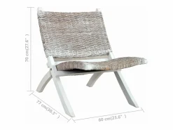 Clicnbuy Sillón De Mimbre|Silla de ratán kubu natural y madera maciza de caoba