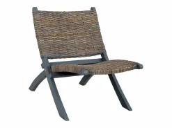 vidaxl Sillón De Mimbre|Silla de ratán kubu natural y madera maciza de caoba