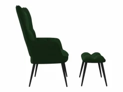 Clicnbuy Sillón|Silla de relajación con taburete terciopelo oscuro