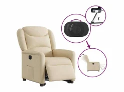 Silla de relax | Sillón eléctrico reclinable elevable de tela color SHL2366 Crema Outlet