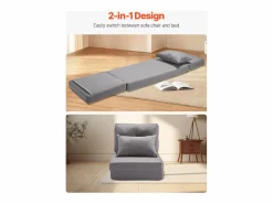 Silla de Suelo SucceBuy Silla de Suelo Convertible con 5 Posiciones Ajustables, Sofá Cama Tapizado con Respaldo Ajustable, Estructura de Metal y Cojín^ Sale