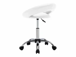 Taburete De Oficina|Silla de trabajo con ruedas de piel sintética blanca