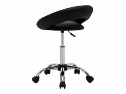 Clicnbuy Silla de trabajo con ruedas cuero sintético Negro