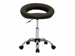 Silla de trabajo con ruedas cuero sintético marrón ES737038^ Clearance