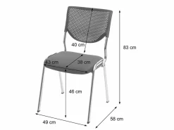 MCW Silla Conferencia|Silla de visita H401 Apilable (juego de 2), asiento gris oscuro, patas cromadas