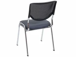 MCW Silla Conferencia|Silla de visita H401 Apilable (juego de 2), asiento gris oscuro, patas cromadas