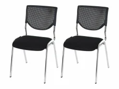 Silla de visita H401 Apilable (juego de 2), asiento negro, patas cromadas^MCW Outlet