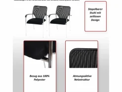 MCW Silla de visita Tucson (juego de 2), asiento , respaldo Negro Online
