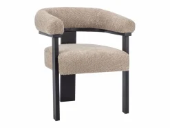 Vente-unique Silla en tela bouclé y madera de hevea - Topo y negro - LIVELIA Negro / Topo New