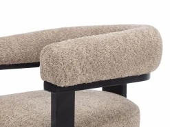 Vente-unique Silla en tela bouclé y madera de hevea - Topo y negro - LIVELIA Negro / Topo New