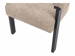 Vente-unique Silla en tela bouclé y madera de hevea - Topo y negro - LIVELIA Negro / Topo New