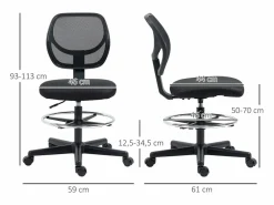Silla ergonómica de pie, regulable en altura, con reposapiés, color , (59x61x93-113 cm) ###^ Hot