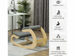 Silla ergonómica de rodillas con función de inclinación, madera, (54,5x85x54 cm)^ Clearance