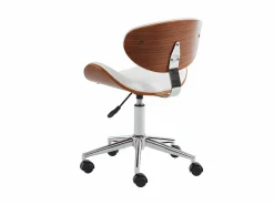 Silla escritorio MONTENEGRO Piel sintética Blanco y nogal^Vente-unique Best