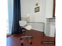 Silla escritorio MONTENEGRO Piel sintética Blanco y nogal^Vente-unique Best