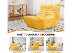 Silla extraze en tela de oruga amarilla - asiento profundo de 62 cm - 80x85x84cm^DripeX Best