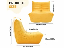 Silla extraze en tela de oruga amarilla - asiento profundo de 62 cm - 80x85x84cm^DripeX Best