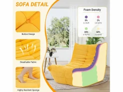 Silla extraze en tela de oruga amarilla - asiento profundo de 62 cm - 80x85x84cm^DripeX Best