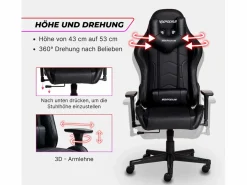 MAXPODIUM Silla Gaming|Silla gamer ergonómica, ajustable en altura, soporta 150 kg – Tactical, Negra