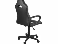 Silla gamer junior, altura ajustable, asiento de cuero sintético bicolor, giratoria 360°, reposabrazos acolchados, ruedas WAN (negro blanco)^Kayelles New
