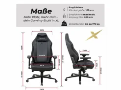 MAXPODIUM Silla Gaming|Silla gamer premium con función de masaje, soporta 170 kg – Heavy SMI, Negra