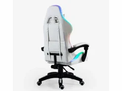 Silla Gaming|Silla gaming blanca ergonómica reclinable LED sillón con cojín Pixy