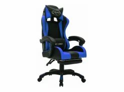 Clicnbuy Silla gaming con luces LED RGB cuero sintético azul y negro Multicolor Hot