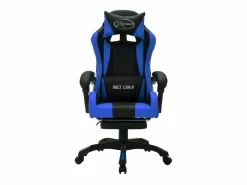 Clicnbuy Silla gaming con luces LED RGB cuero sintético azul y negro Multicolor Hot