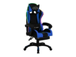 vidaxl Silla gaming con luces LED RGB cuero sintético y negro Azul Outlet