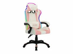 Clicnbuy Silla Gaming|Silla gaming con luces LED RGB cuero sintético rosa y negro