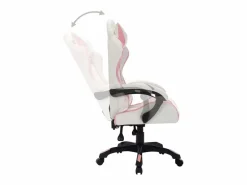 Clicnbuy Silla Gaming|Silla gaming con luces LED RGB cuero sintético rosa y negro