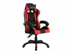 Silla gaming con luces LED RGB cuero sintético rojo y negro^Clicnbuy Clearance
