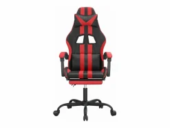 Silla gaming con reposapiés cuero sintético rojo^Clicnbuy New