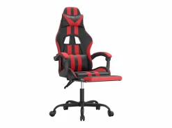 Silla gaming con reposapiés cuero sintético rojo^Clicnbuy New