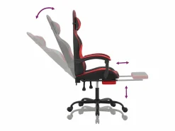 Silla gaming con reposapiés cuero sintético rojo^Clicnbuy New
