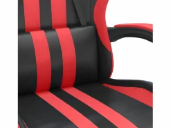 Silla gaming con reposapiés cuero sintético rojo^Clicnbuy New