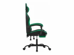 Clicnbuy Silla gaming con reposapiés cuero sintético verde Negro Clearance