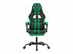 Clicnbuy Silla gaming con reposapiés cuero sintético verde Negro Clearance
