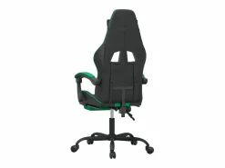 Clicnbuy Silla gaming con reposapiés cuero sintético verde Negro Clearance